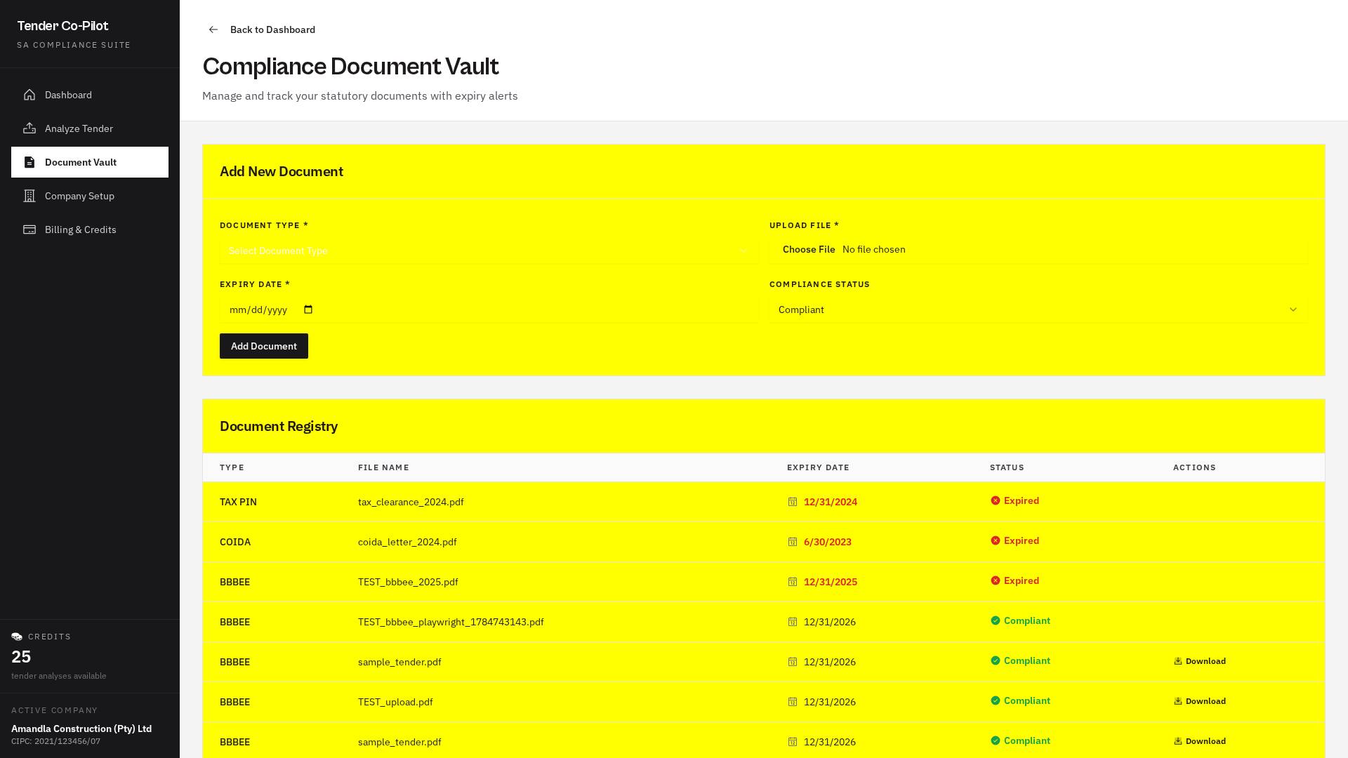 Step 2 — Load your compliance documents