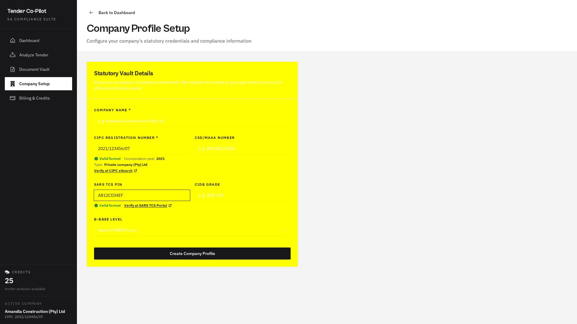 Step 1 — Set up your company